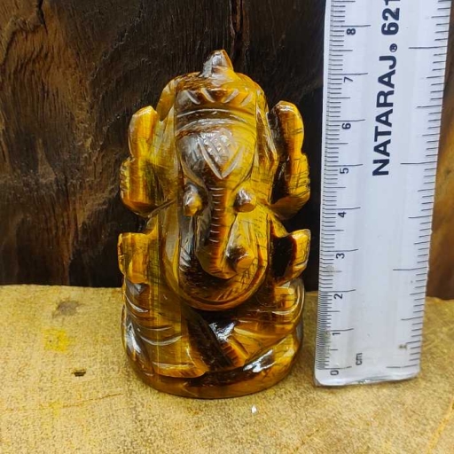 Authentic Tiger Eye Gemstone Lord Ganesh Carving Done By Hand